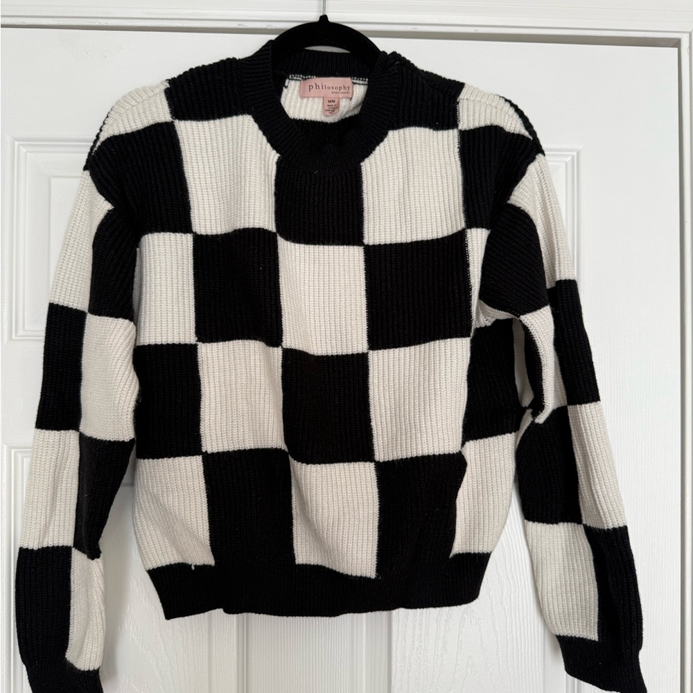 Philosophy Black and Cream Knit Sweater